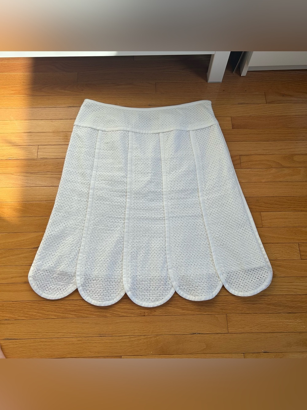 Y2K White Midi Scalloped Skirt 100% cotton